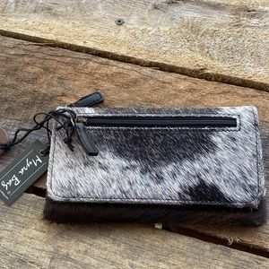 New Myra Black and White Hair On Cowhide Wallet